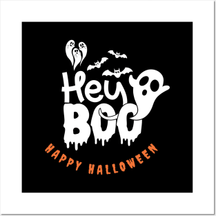 Hey Boo Typography Halloween Posters and Art